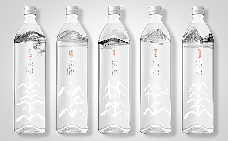 成守乾設計師的礦泉水包裝設計 簡約與自然的平面美學